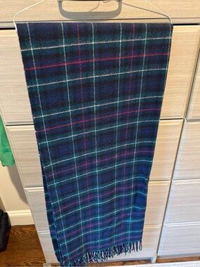 J. Crew Navy Green Plaid Fringe Scarf and pashmina